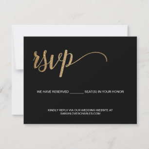 Cartons Réponse Classy Black Gold Custom Wedding site Web