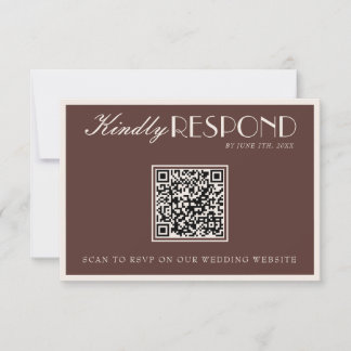 Cartons Réponse Classy Chocolate Brown Old Money QR Code Wedding