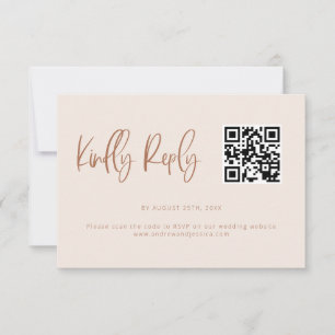 Cartons Réponse Clush rose moderne minimaliste Mariage QR Code