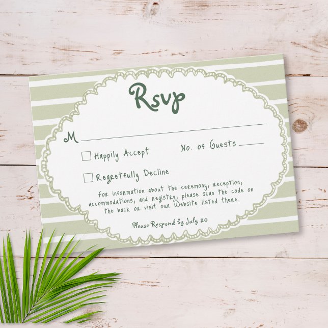 Cartons Réponse Coastal Chic Sun Palm Tree Wedding QR Code (Coastal Chic Sun Palm Tree Wedding RSVP Card)