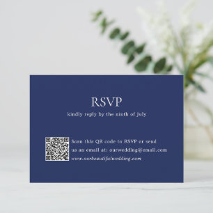 Cartons Réponse Code QR bleu marine moderne Mariage élégant