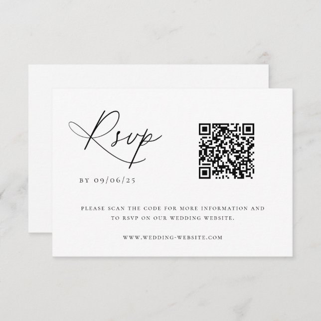 Cartons Réponse Code QR Chic Mariage côtier contemporain (Devant / Derrière)