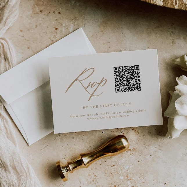 Cartons Réponse Code QR de mariage à la calligraphie moderne ivoir (Créateur téléchargé)