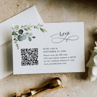 Code QR de mariage à la verdure d'eucalyptus bleu 