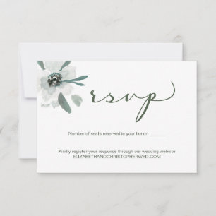 Cartons Réponse Code QR de mariage à l'aquarelle florale verte boh