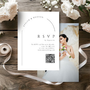 Cartons Réponse Code QR de mariage à l'arche de photo minimale de