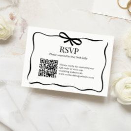 Cartons Réponse Code QR de mariage à nœud papillon noir capricieux