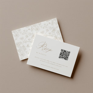 Cartons Réponse Code QR de mariage Beige Chinoiserie