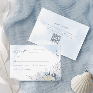 Cartons Réponse Code QR de mariage bohème chic aquarelle corail de