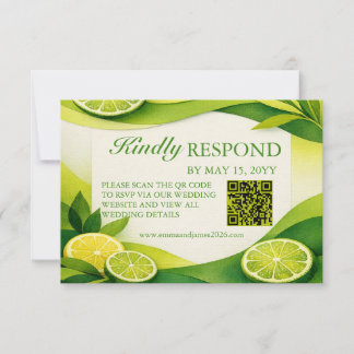 Cartons Réponse Code QR de mariage Citron Vert et Verdure