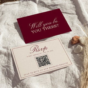 Cartons Réponse Code QR de mariage crème Bourgogne chic Vieux Arge