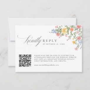 Cartons Réponse Code QR de mariage de jardin printanier orné paste