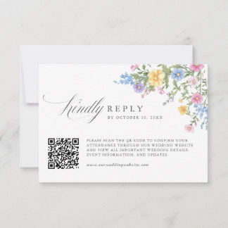Cartons Réponse Code QR de mariage de jardin printanier orné paste