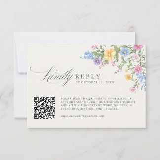 Cartons Réponse Code QR de mariage de jardin printanier orné paste