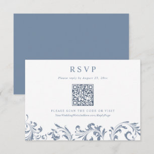 Cartons Réponse Code QR de mariage formel bleu poussiéreux élégant