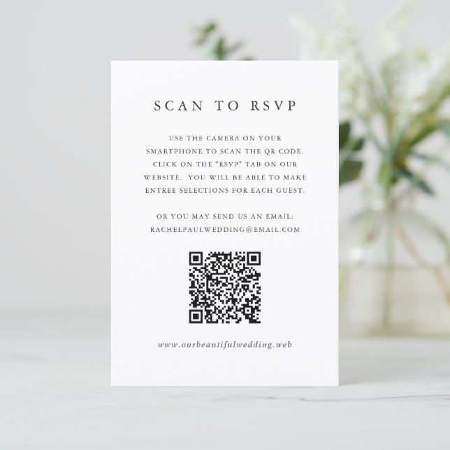 Cartons Réponse Code QR de mariage formel classique intemporel (Debout devant)