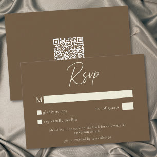 Cartons Réponse Code QR de mariage minimaliste automnal au chocola