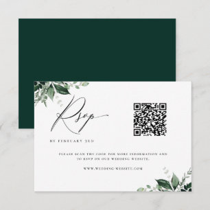 Cartons Réponse Code QR de mariage minimaliste botanique naturel