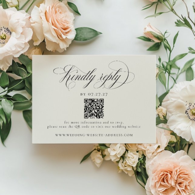 Cartons Réponse Code QR de mariage Stately Stripes (Créateur téléchargé)