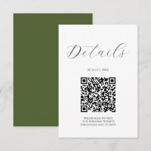 Cartons Réponse Code QR Détails de Mariage Vert mousse
