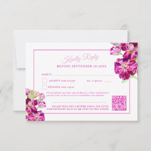 Cartons Réponse Code QR du mariage d'aquarelle rose stock