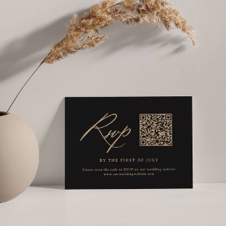Cartons Réponse Code QR du Mariage de calligraphie moderne noir et
