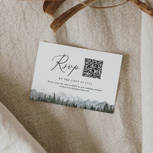 Cartons Réponse Code QR du Mariage Rustique Mountain Pine Tree