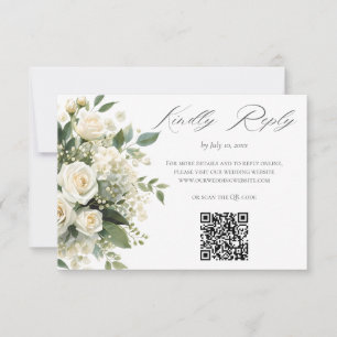 Cartons Réponse Code QR du site Web de mariage aux hydrangeas et r