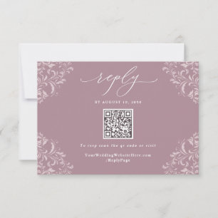 Cartons Réponse Code QR Élégant Mariage Vintage Rose Poussiéreuse