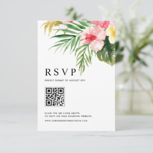 Cartons Réponse Code QR Fleurs Tropicales Aquarelle Mariage