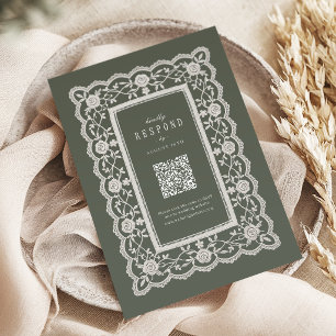 Cartons Réponse Code QR floral vert sauge vintage dentelle classiq