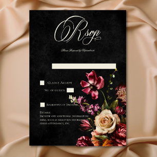 Cartons Réponse Code QR Mariage floral foncé à l'automne