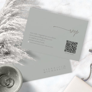 Cartons Réponse Code QR Mariage neutre chic Sage Grey ID1020