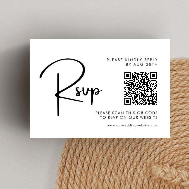 Cartons Réponse Code QR Mariage noir et blanc élégant et moderne (Créateur téléchargé)