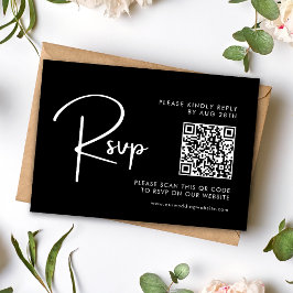 Cartons Réponse Code QR Mariage noir et blanc élégant et moderne