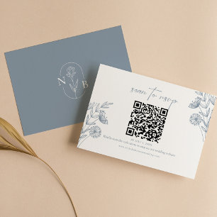 Cartons Réponse Code QR minimal pour Mariage bleu flottant classiq