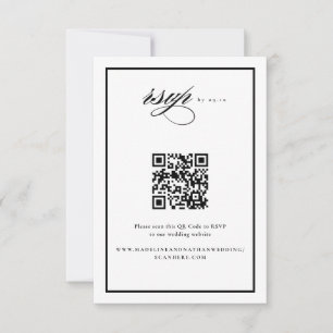 Cartons Réponse Code QR noir et Mariage élégant Script