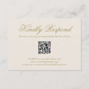 Cartons Réponse Code QR officiel Neutre Or ivoire Élégant mariage