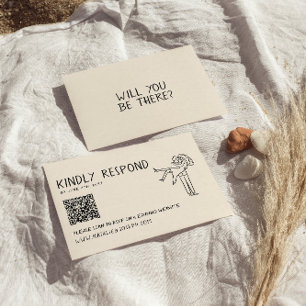 Cartons Réponse Code QR original signé à la main par rétro Mariage
