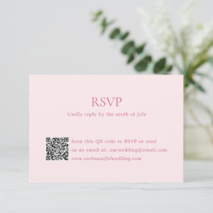 Cartons Réponse Code QR rose moderne Mariage élégant