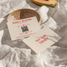 Code QR rouge rétro main tirée Mariage ironique