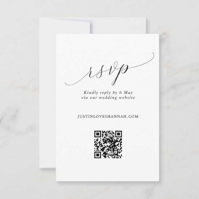 Cartons Réponse Code QR simple Mariage de script romantique (Devant)