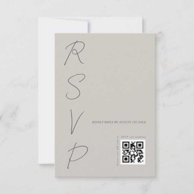 Cartons Réponse Code QR simple Mariage gris chaud (Devant)