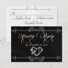 Cartons Réponse Cœur à défilement romantique - Noir