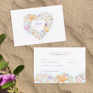 Cartons Réponse Coeur art plage mariage aquarelle