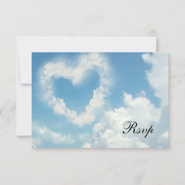 Cartons Réponse Cœur dans les Nuages, Ciel Bleu Amour Romantique (Devant)