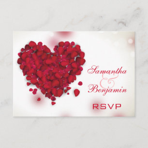Cartons Réponse Coeur rouge d'amour de pétales de rose épousant