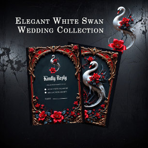 Cartons Réponse Collection de mariage Elegant Cygne Blanc