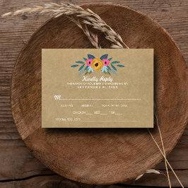 Cartons Réponse Collection de Mariages de couronnes florales Kraft