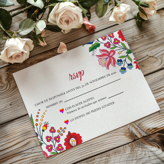 Cartons Réponse Colorful Floral Botanical Modern Spanish Wedding